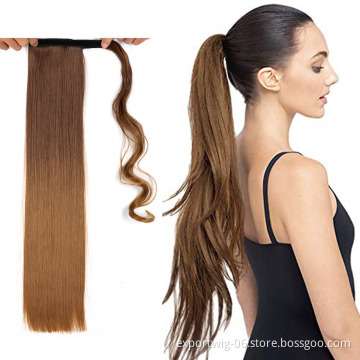 Straight And Curly Ponytails Hair Extension Clips Solid And Ombre Color Synthetic Fiber Hair Pieces Wavy Ponytail Hair